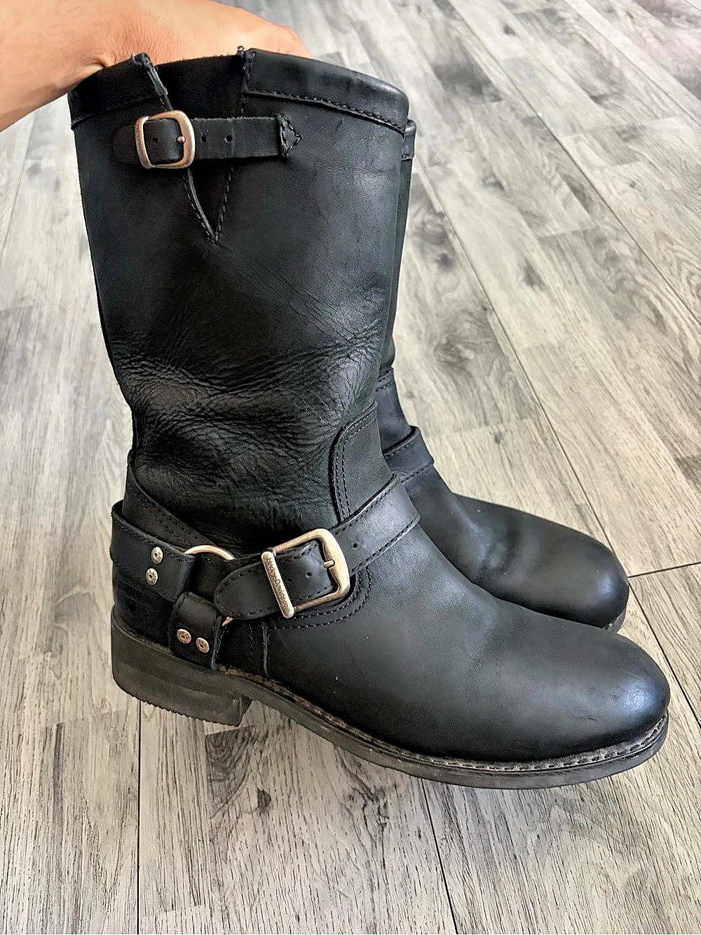 Harley-Davidson Black Leather Moto Boots Sz 10.5 US